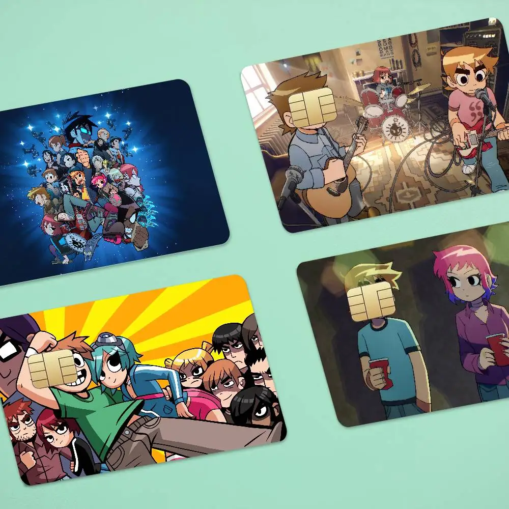 Anime Scott Pilgrim Takes Off Anime 4pcs 1Set Film Skin Sticker Tape For Bank Credit Debit Card