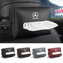 Leather Car Tissue Box Car Towel Napkin Paper Rack Storage Bag For Mercedes Benz W203 W204 W205 W210 W211 W212 W221 W222 CLS CLA