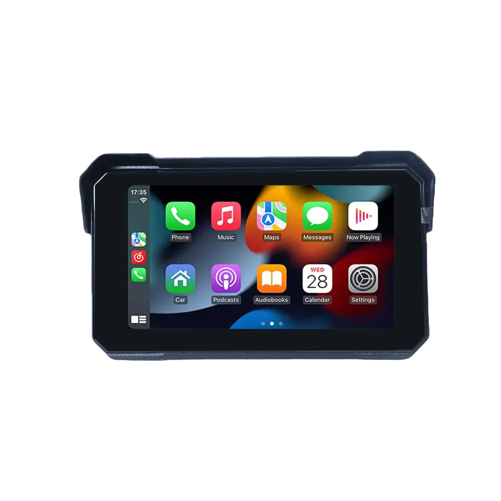 5 Inch Motorcycle GPS Navigation Multimedia Player with Wireless CarPlay and Android Auto IP67 Waterproof Dashboard Screen