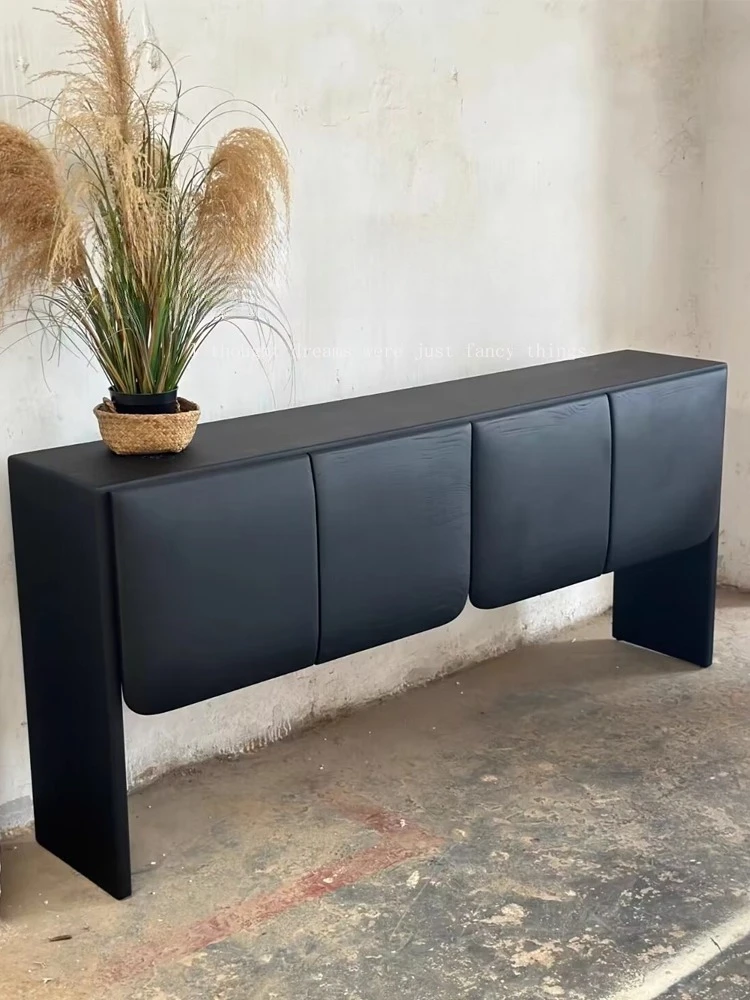 

Бесшумный ветер, черный входной шкаф из цельного дерева, дизайнерская модель комнаты, декоративный шкаф для хранения, боковой шкаф для ресторана, итальянский