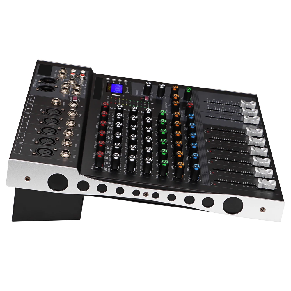 Mezclador de Audio profesional para DJ, consola de mezcla de audio de 6/8 canales, USB, Bluetooth, grabación, para escenario