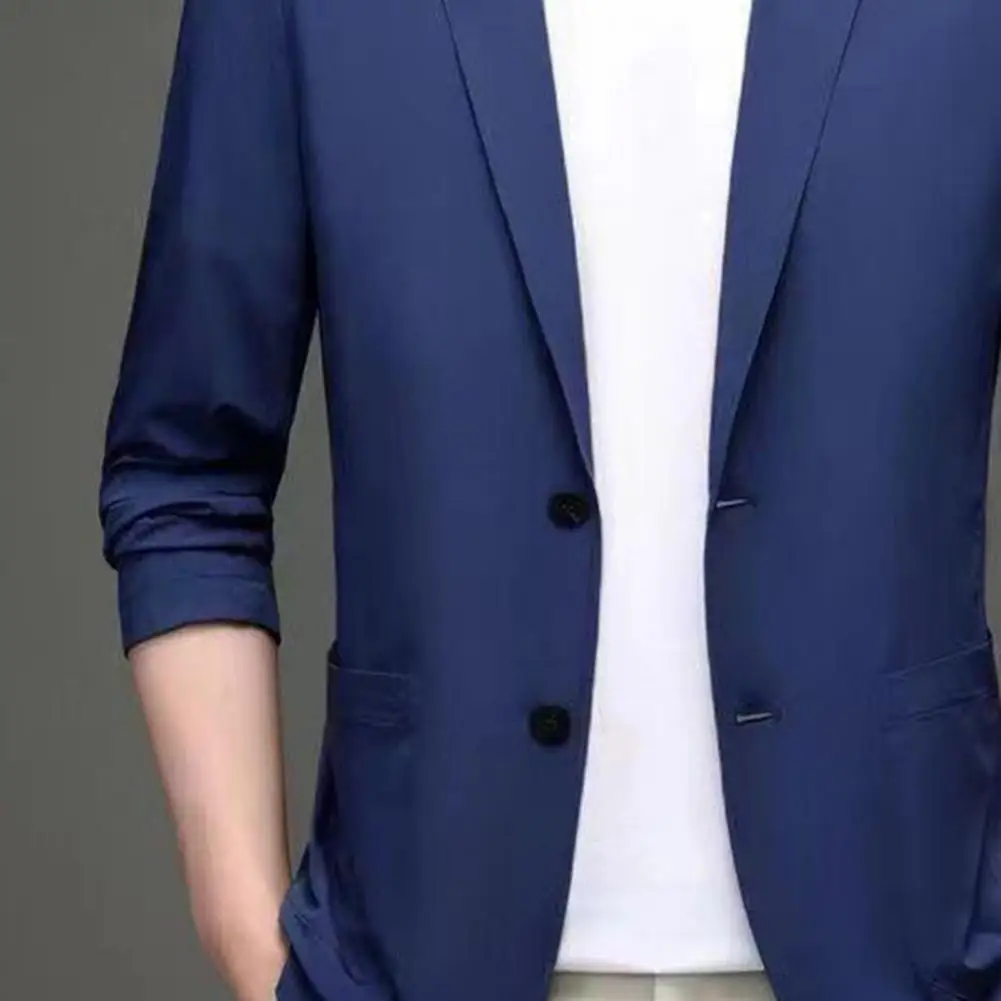 بدلة رجالية معطف رجال الأعمال ملابس خارجية أنيقة بدلة رجالية سترة مع طية صدر السترة طويلة الأكمام زر بلاكيت أنيق للعمل #5