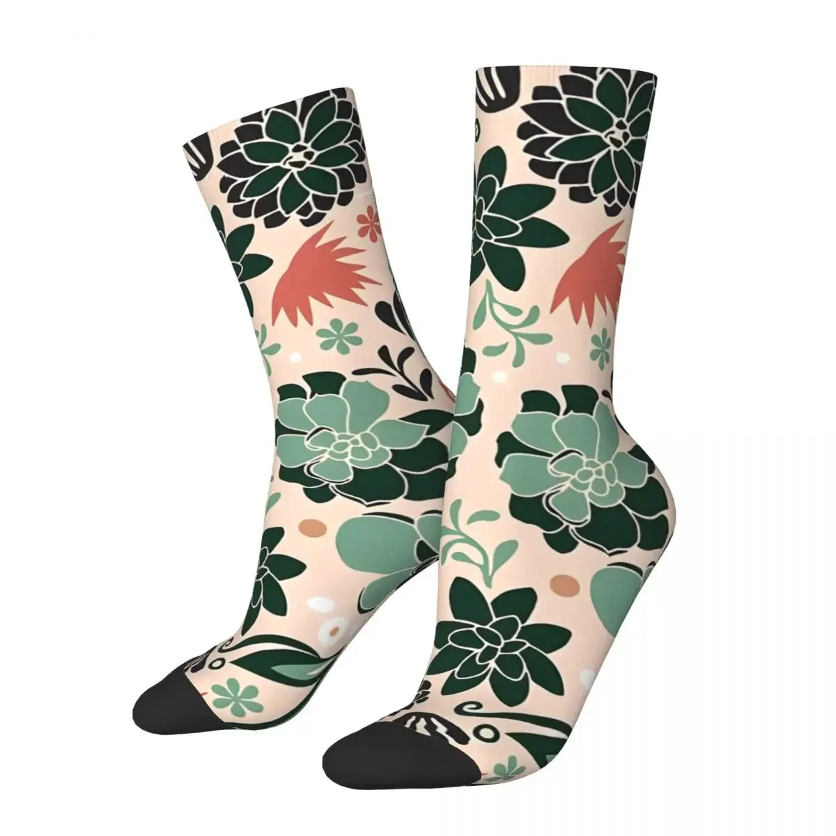 Retro Succulent Flowerbed Men's compression Socks Unisex Harajuku Seamless Printed Novelty Crew Sock