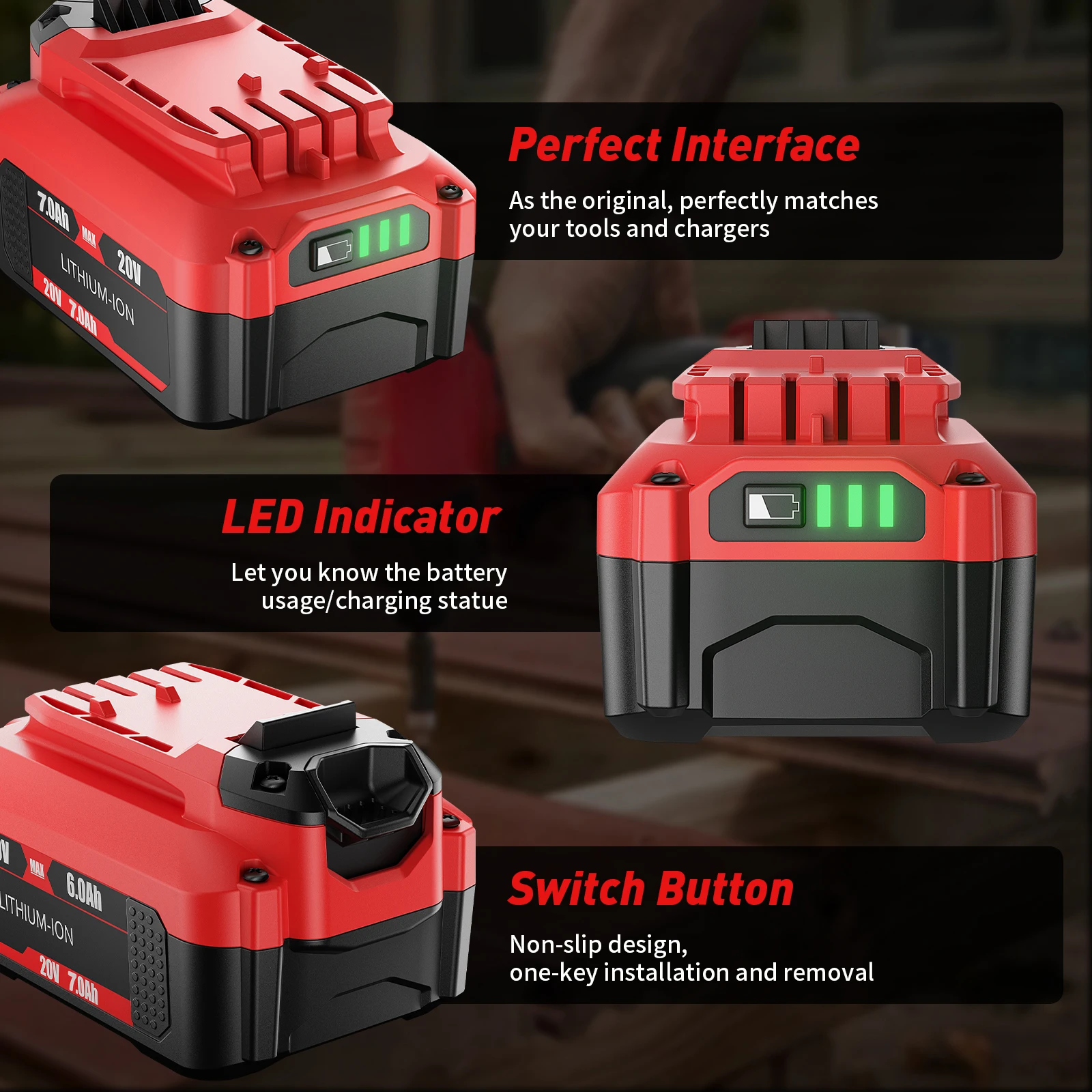 7000mah للحرفي بطارية 20 فولت أدوات استبدال البطارية للحرفي CMCB205 CMCB204 CMCB203 CMCB206 أدوات كهربائية