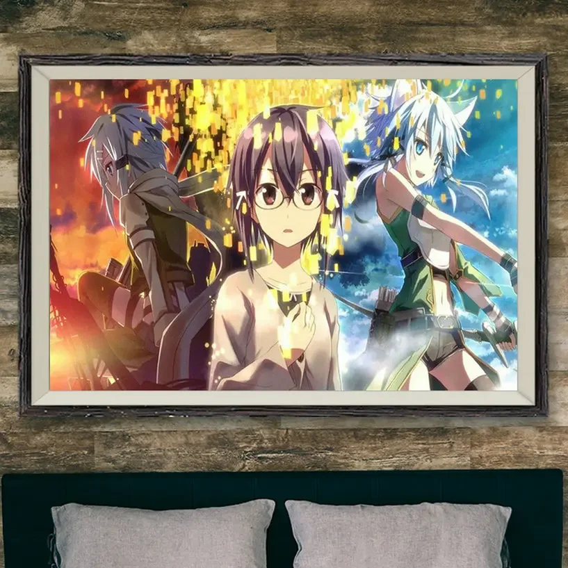 136 Sword Art Online SAO ALO Japón Anime 296 Póster de tela de seda para pared Decoración artística Regalo