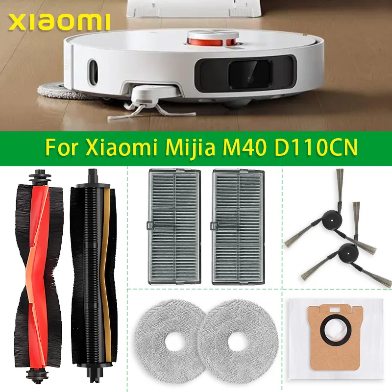 Compatible For Xiaomi Mijia Omni M40 D110CN Replacement Parts Main Side Brush Hepa Filter Mop Cloth Dust Bag Accessories