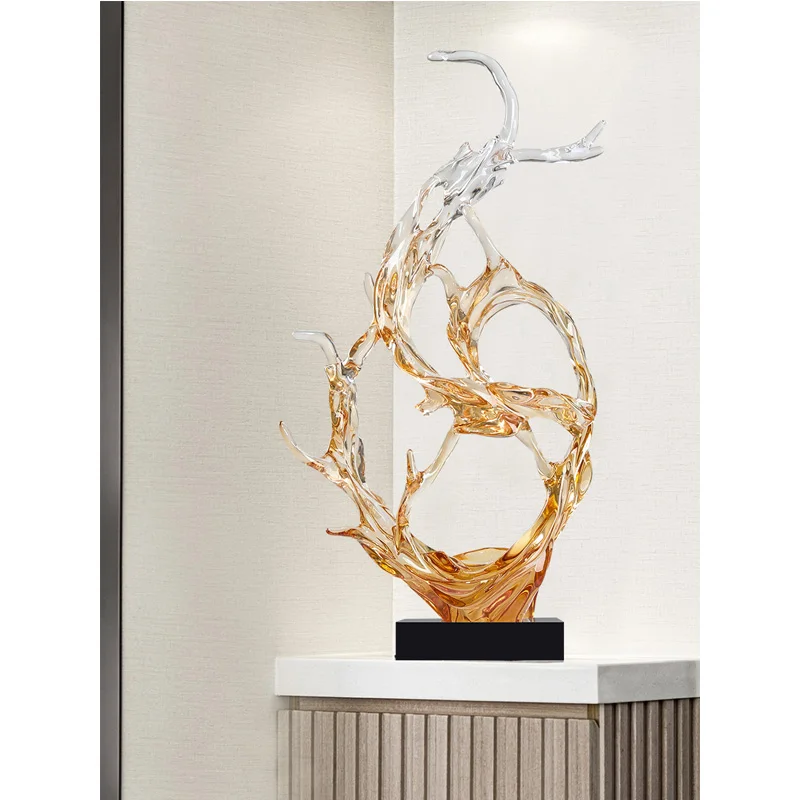 Living room porch decoration transparent resin sculpture Abstract ocean wave trick wealth decoration hotel lobby device