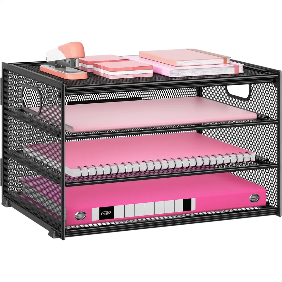 

Lavatino 3Tier Letter Tray Desk Organizer Mesh Metal Paper File Tray Organizer for Desk Office plies Home Organization Fits A4