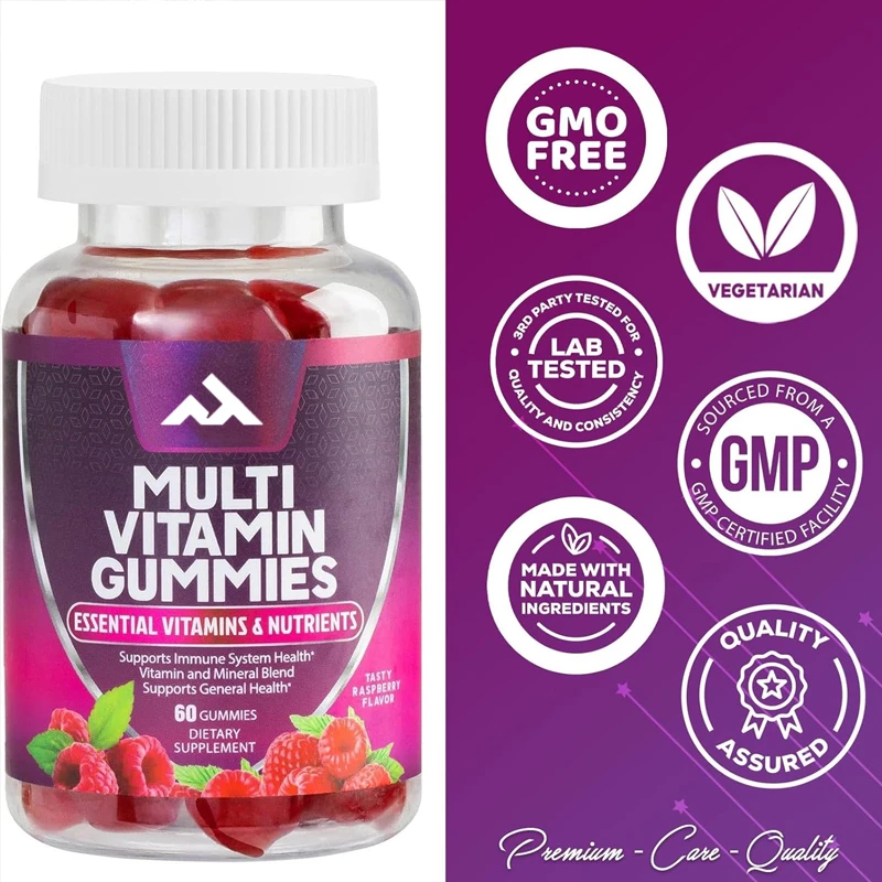 

Multi Vitamin Gummies, Containing Vitamin A C、D、E、B6、B12、 Zinc and Antioxidant Supplements, Supporting Immune Health, Non GMO