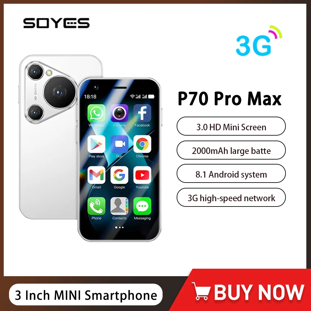 

SOYES P70 Pro Max 3,0 "мини-смартфон Android 8,1 Face ID 2000 мАч Батарея Распознавание лиц Двойная SIM-карта 3G Сеть Маленький телефон