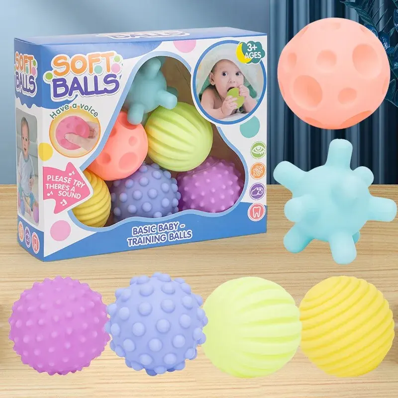 6 PCS Baby Toys Bolas sensoriais para crianças Texturizados Mão Touch Ball Soft Massage Ball Infantil Rattle Senses Brinquedos