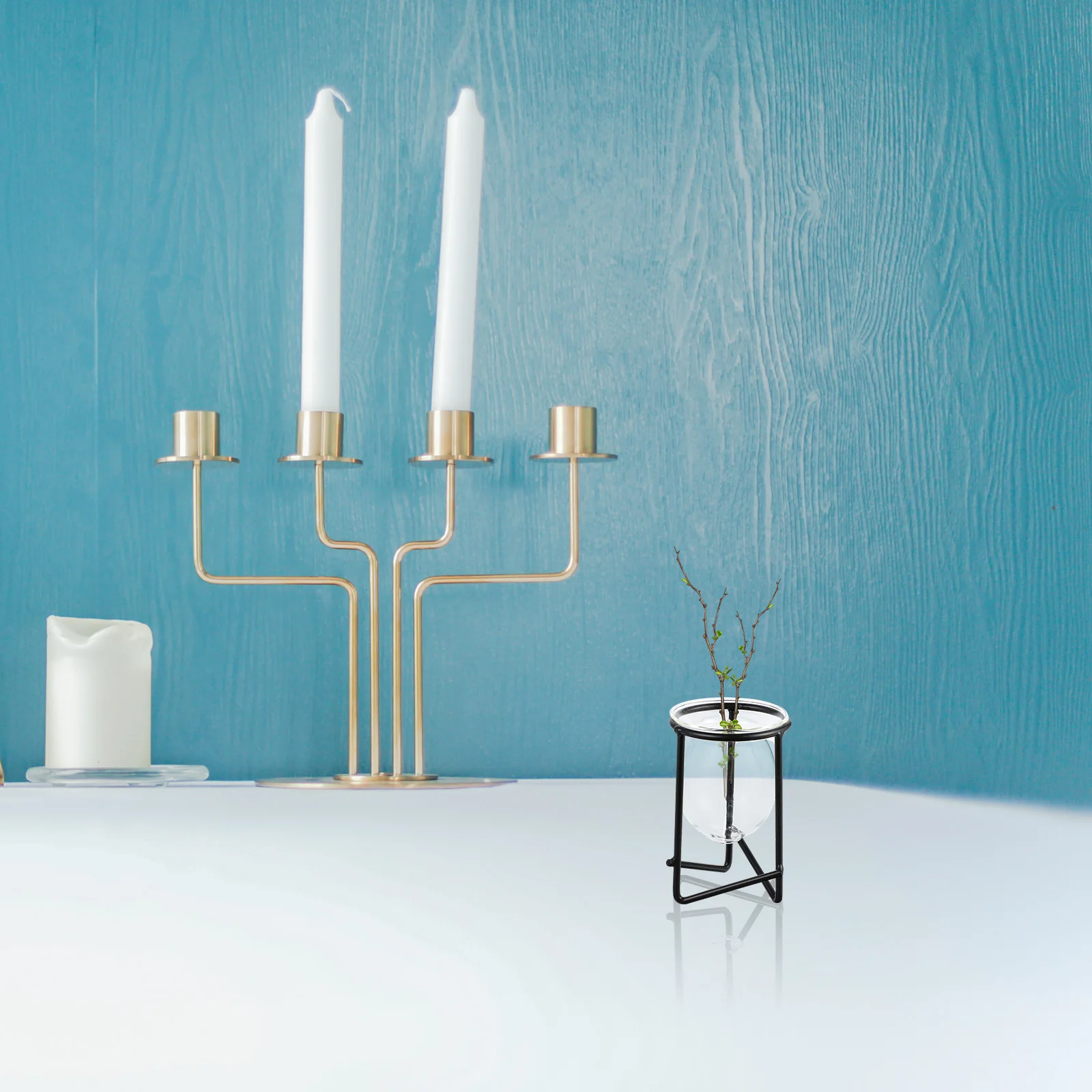 

1Pcs Metal Frame Hydroponic Plant Vase Thick Glass Desktop Decoration Home Office Multipurpose Transparent Container