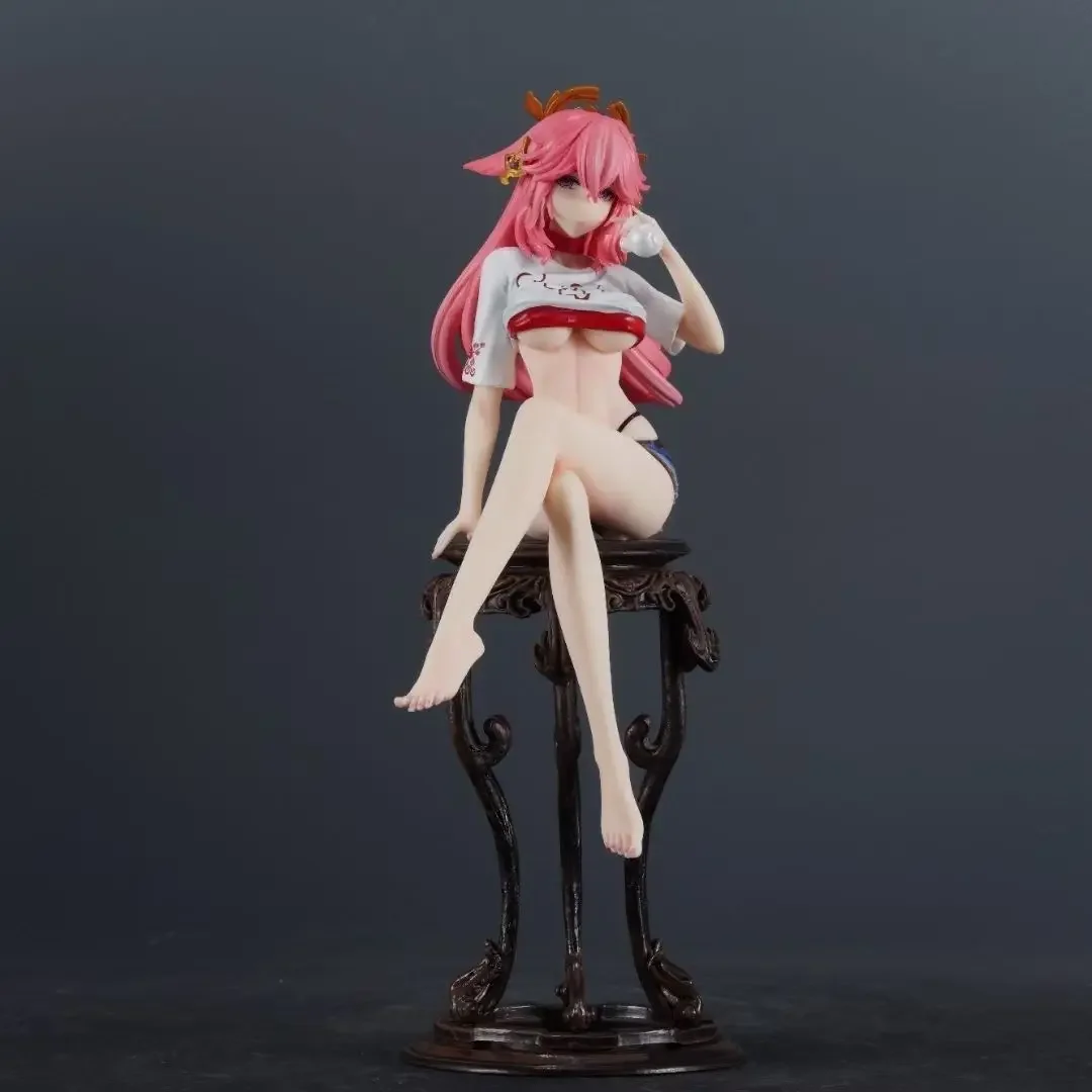 Genshin Impact Yae Miko Anime Figurka 24cm sexy girl Pvc Statuetka Figurki Statuetka Model Kolekcja Ozdoba Pokoju Zabawki Prezenty Urodzinowe