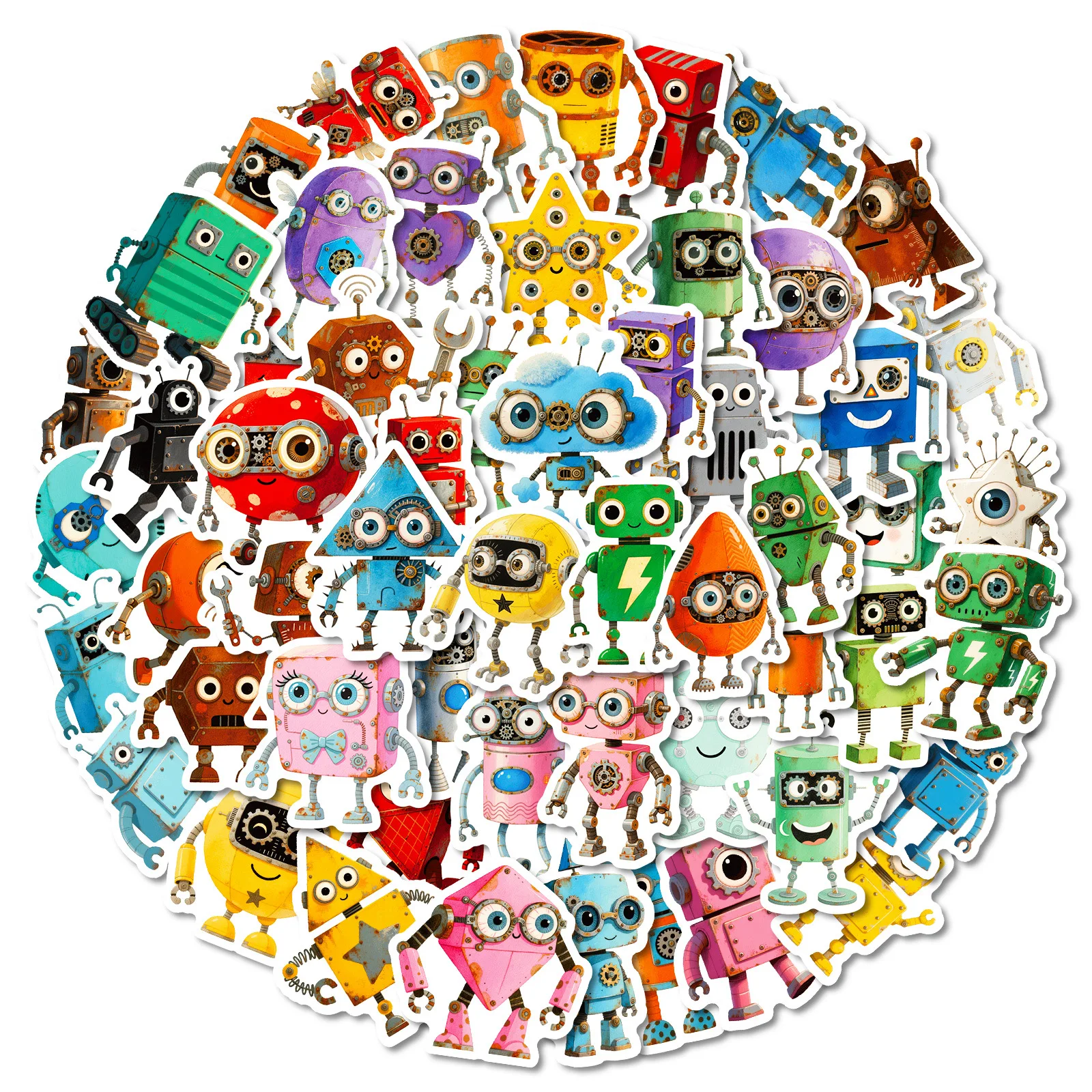 10/56 PIÈCES Robot Graffiti Autocollants Drôle Dessin Animé Autocollant BRICOLAGE Ordinateur Portable Téléphone Guitare Planche À Roulettes Autocollant Étanche Tasse Classique Enfant Jouets