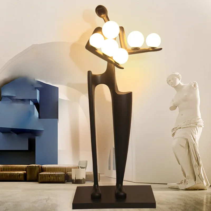 Humanoid Art Sculpture Fiberglass Floor Lamp Modern Creativity Welcome Guests Human Body Sculpture Floor Lamp