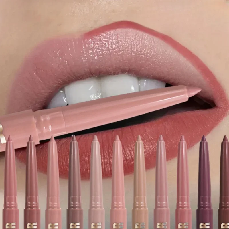 Delineador labial enriquecido com 12 cores, hidratante tridimensional, leve, fina, sedosa e transparente