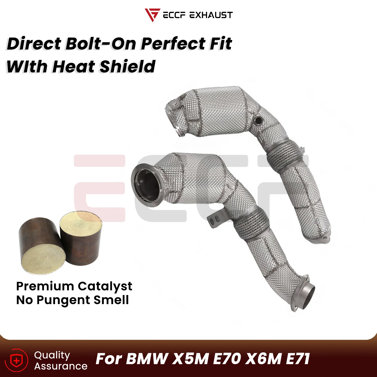 Sporty Downpipe With Heat Shield For BMW E70 E71 X5M X6M Aggressive Exhaust Sound Plug and Play Upgrade Performance