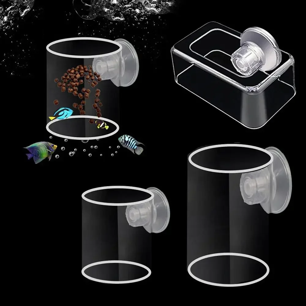 Hanging Fish Feeder Tray Anti-Drifting Floating Feeding Ring Acrylic Fixed-point Fish Food Feeder Aquatic Aquarium Accessories