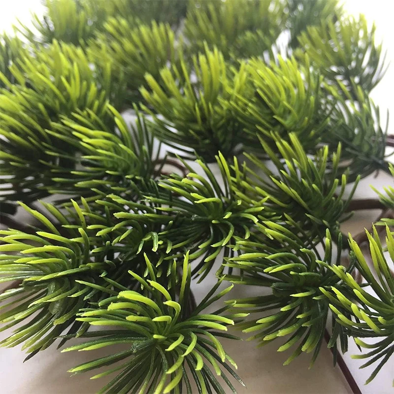 34cm Artificial Pine Green Branch Realistic Plastic Fake Pine for Party Wedding Home Room Christmas Decortion Artificial Plant