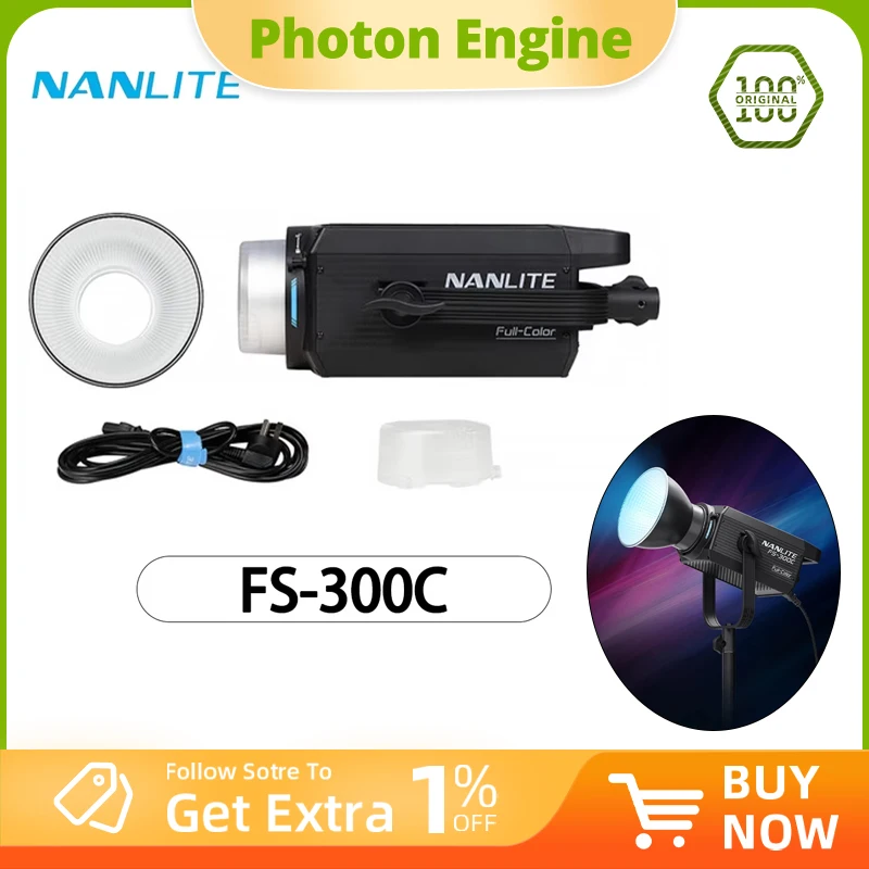 

Nanlite FS-300C Полноцветный 300 Вт RGBW 2700K-7500K Профессиональный светильник для фотосъемки для видеостудии Live Stream Открытый заполняющий светильник