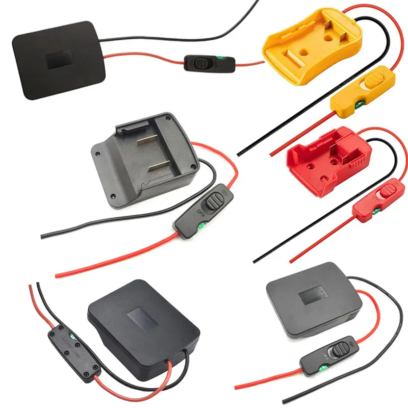 

Адаптер силового колеса с переключателем, провод 14AWG для литий-ионного аккумулятора Dewalt/Milwaukee/Bosch/Ryobi/Ridgid/Hitachi/Parkside 18 В