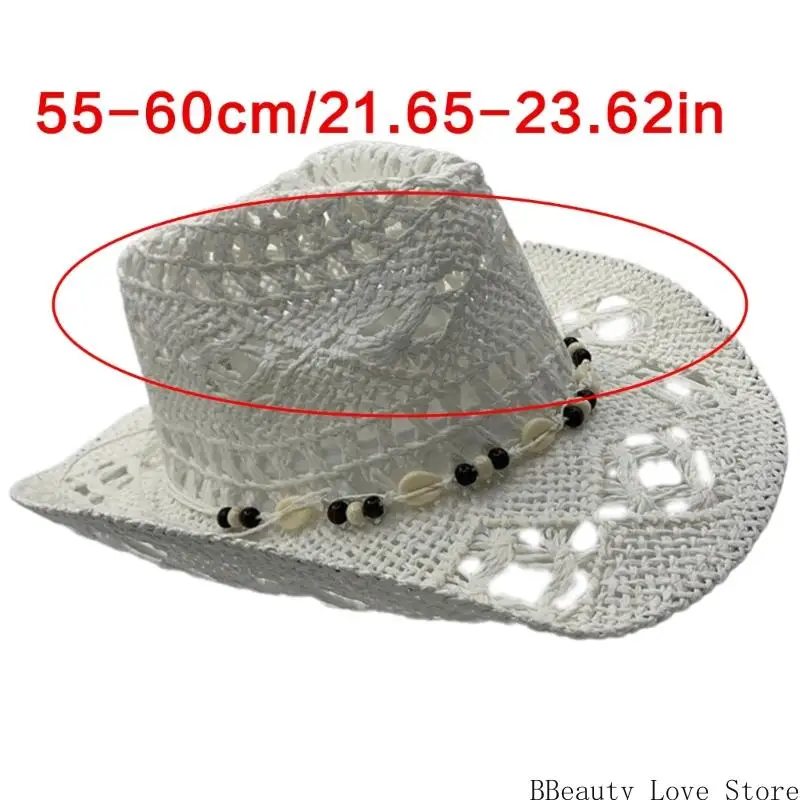 Comfortable Wide Brims Straw Hat with Seashells Decors Great for Women Beach Holiday and Outdoor Picnics Head Accessory