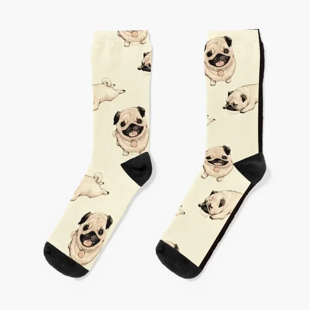 Pug Dog Art Pugs puppy funny cute dogs Socks compression Heating sock custom Women's Socks Men's