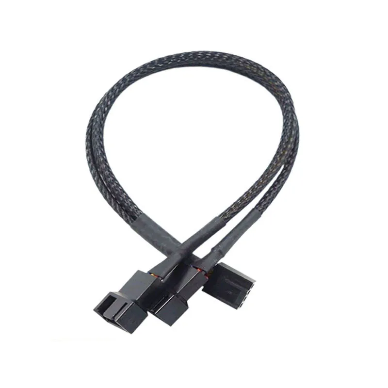 Cable de ventilador Pwm de 4 pines, divisor de 1 a 4/3/2/1 vías, manga negra, conector de Cable de extensión de 26cm, Cables de extensión Pwm, nuevo