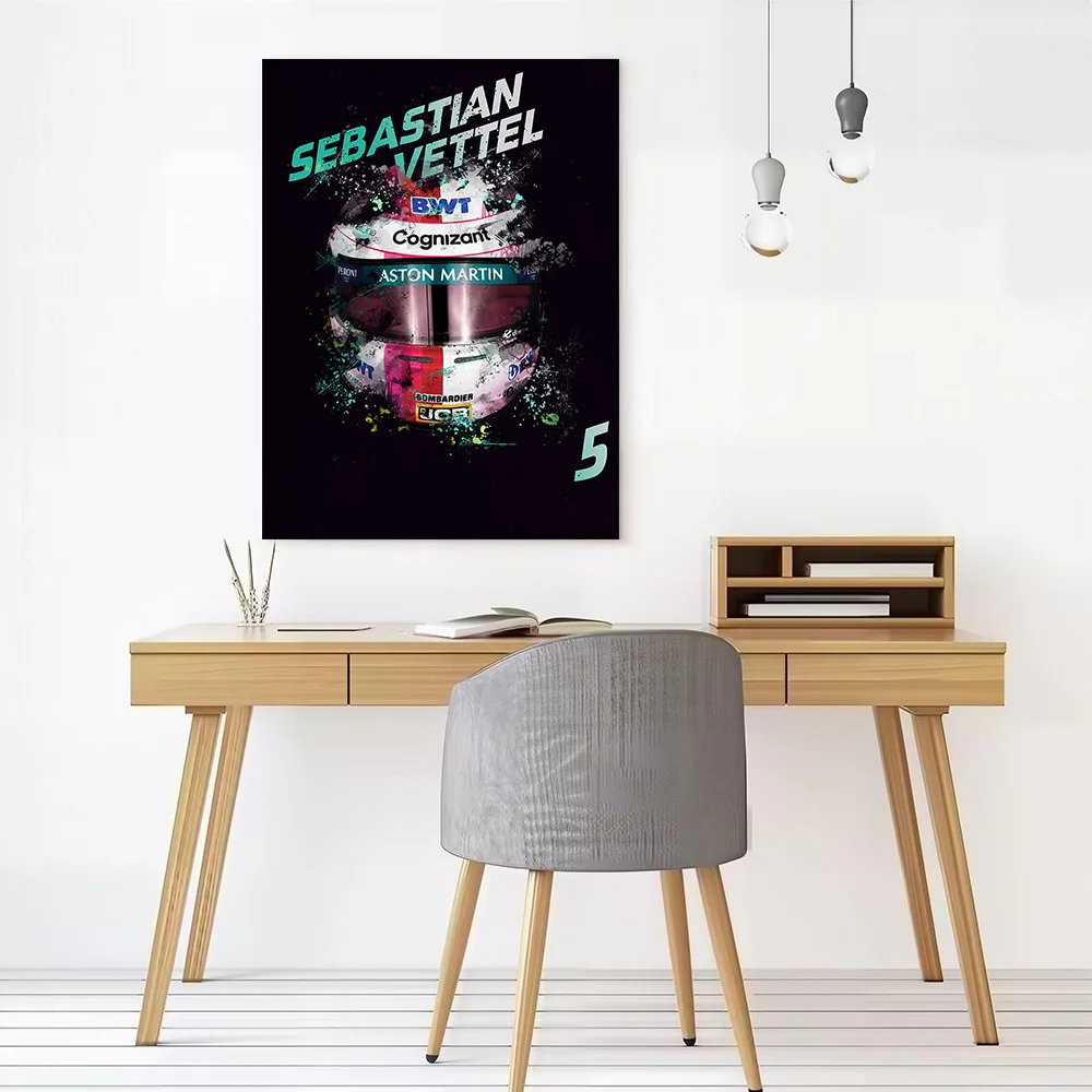 Sebastian Vettel F-Racing Printed Canvas Wall Art Customizable Paintings Poster Perfect Gift for Room Decorations Home Decor