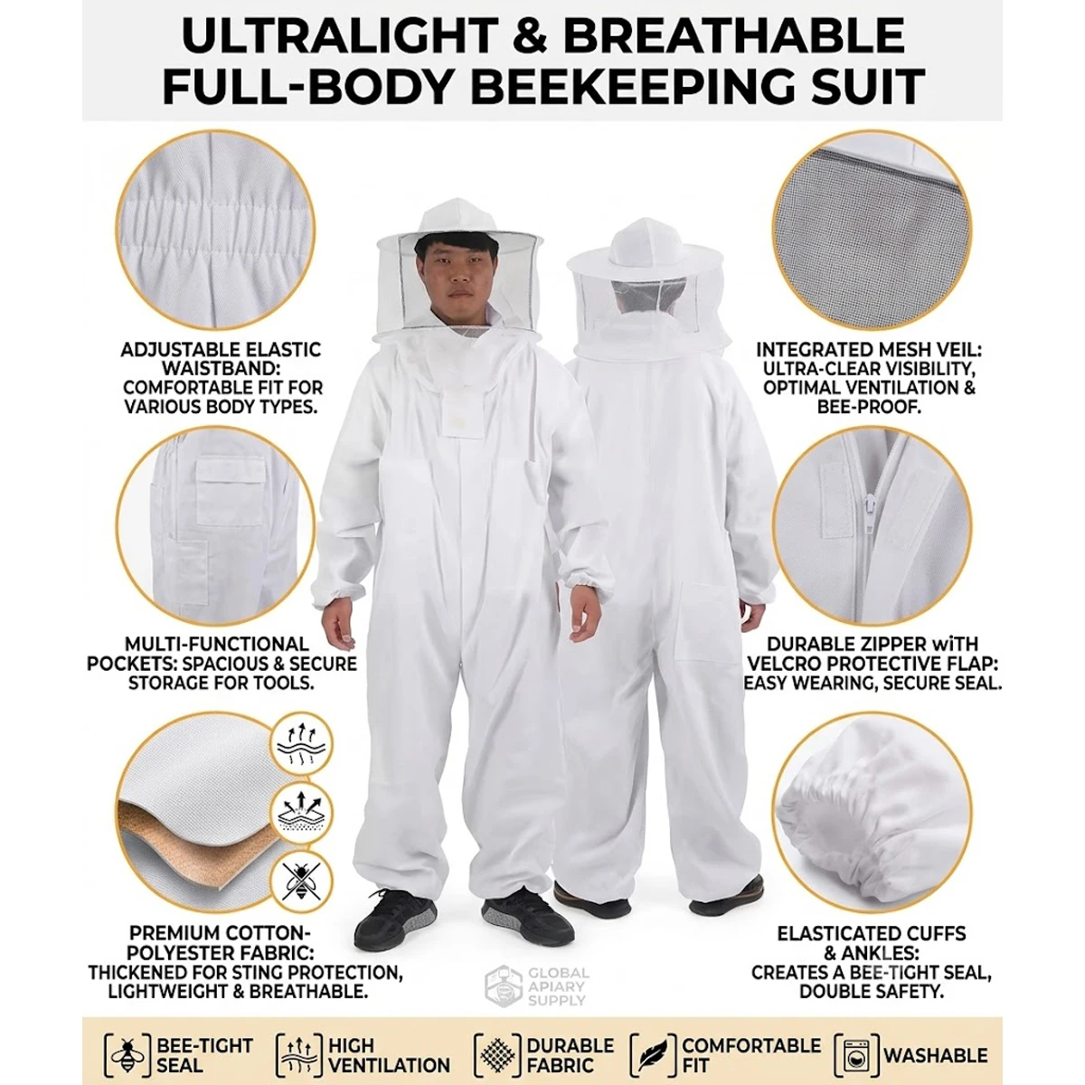 Anti-bee Clothing Beekeeping Protection Protective Suit Professional Costume Beekeeper Boy Safety Clothes Breathable Keeping Top view 4