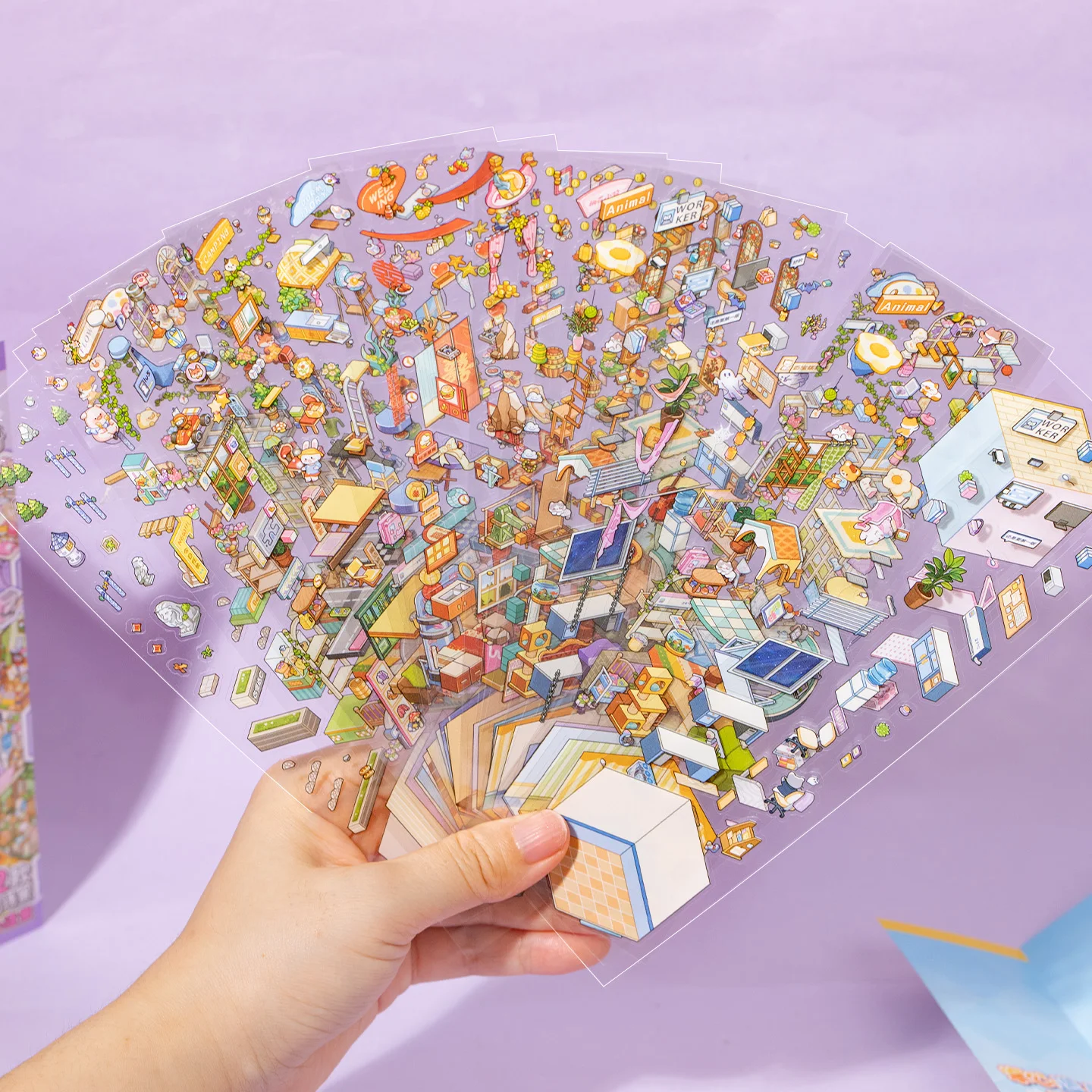 13 Sheets/Book Mini Cute Micro Landscape Stickers for DIY Scrapbooking Phone Case Decoration Student Reward Arts and Crafts