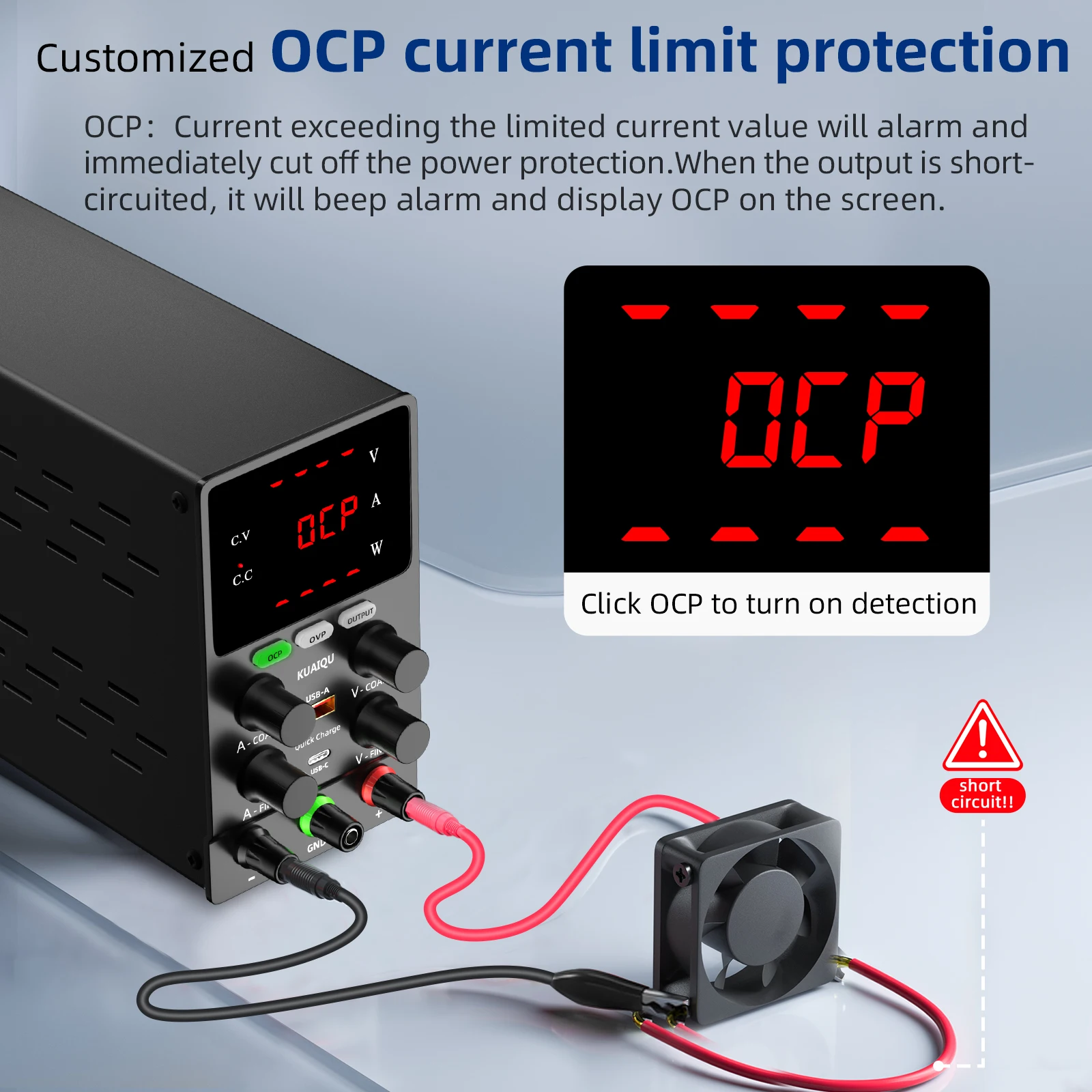 KUAIQU DC-Labornetzteil, hochpräziser, einstellbarer Spannungsregler mit 5V, 12V, 18V, 24V, 30V, 48V, 60V, 72V, 120V, Tischnetzteil – Detail 13