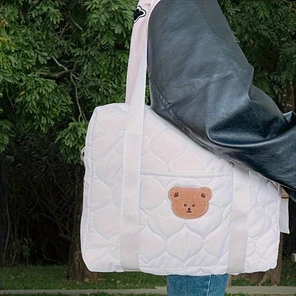 

Милая сумка через плечо с множеством карманов, большая вместительная сумка для мамы с вышивкой, водонепроницаемая сумка-тоут для коляски