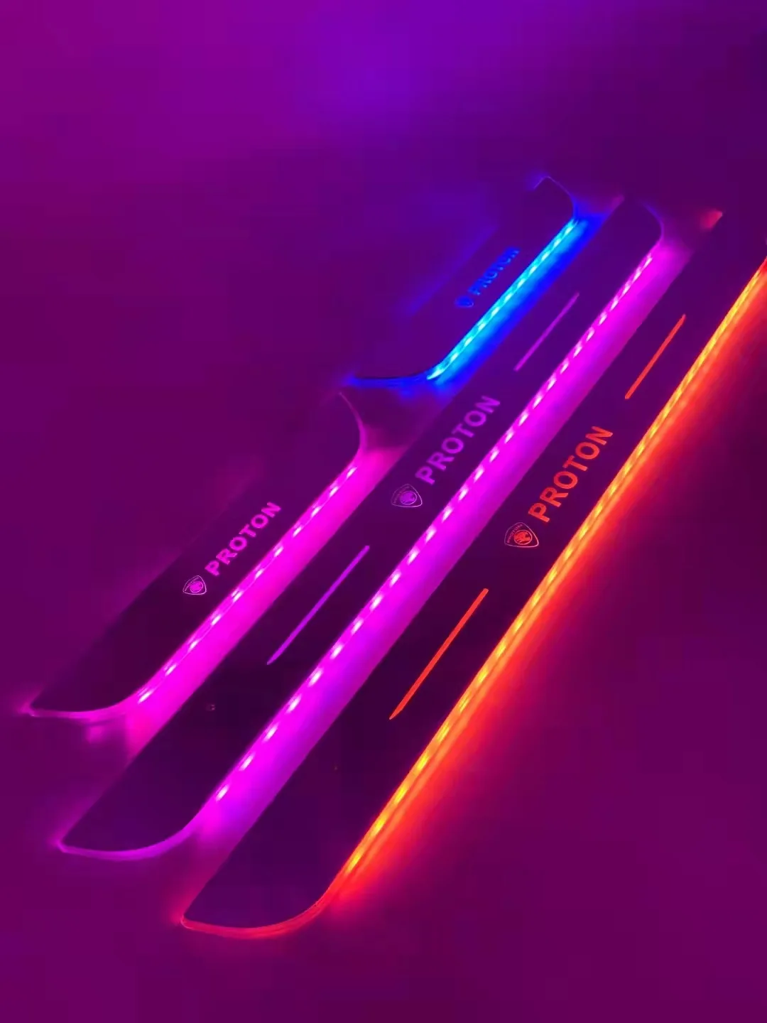 Be suitable for car threshold strip free wiring ambient light welcome pedal led sensor light customizable in the car