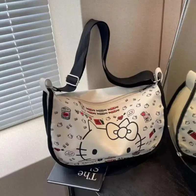 

Sanrio Hello Kitty Messenger Bag Miniso Anime Cartoon Cute Canvas Handbag Fashion Shoulder Bag Charm Girls Holiday Gifts