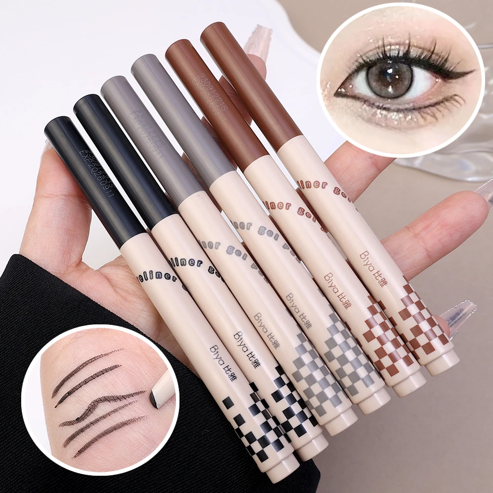 Langdurige Gladde Eyeliner Potlood Waterdicht Sneldrogend, Niet Bloeiend Zwart Bruin Schuine Eyeliner Liggende Zijderuppen Cosmetica