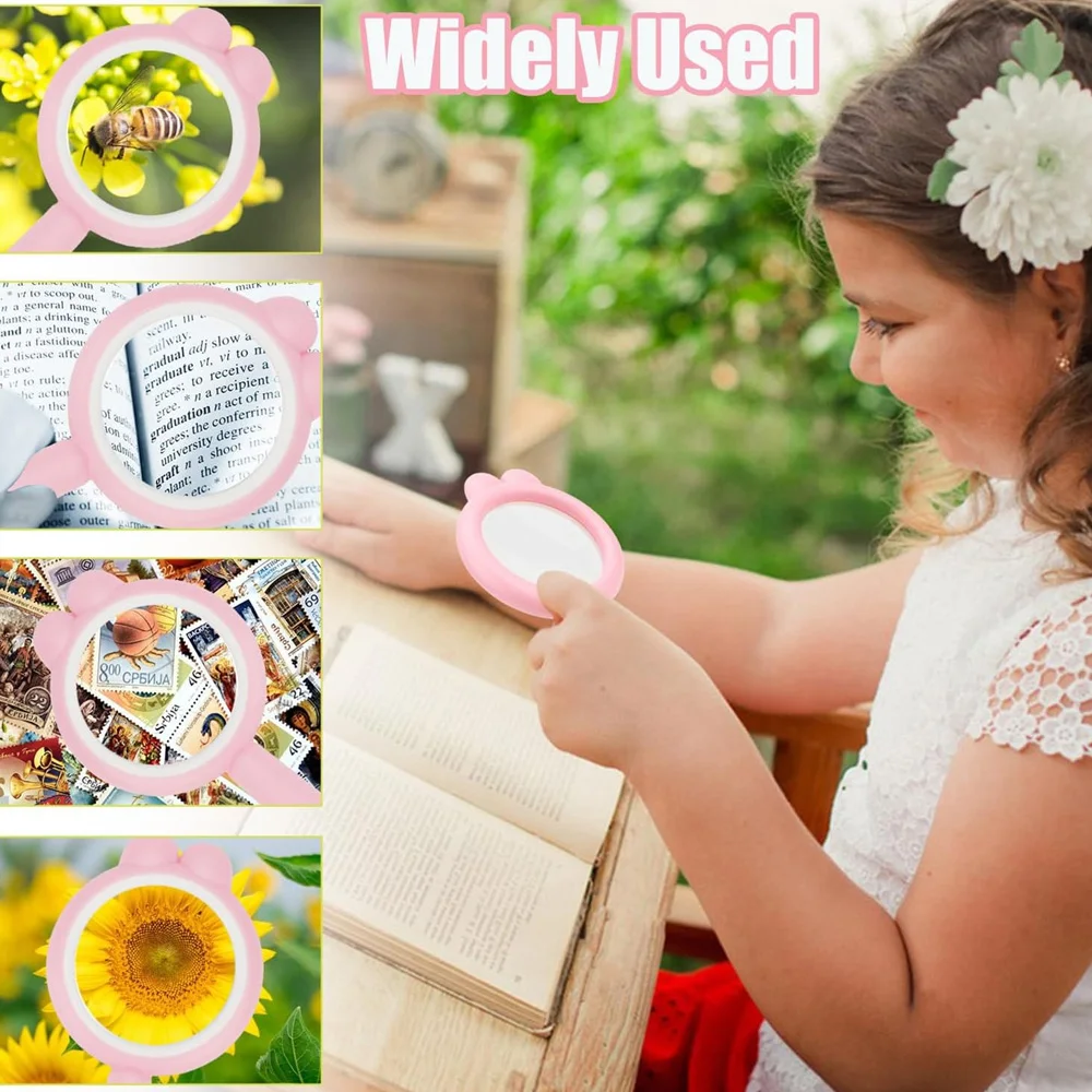 Magnifying Glass 4X Drop-Resistant Magnifier Lenses Mini Handheld Magnifying Lenses Learning Tool For Children Classroom Outdoor