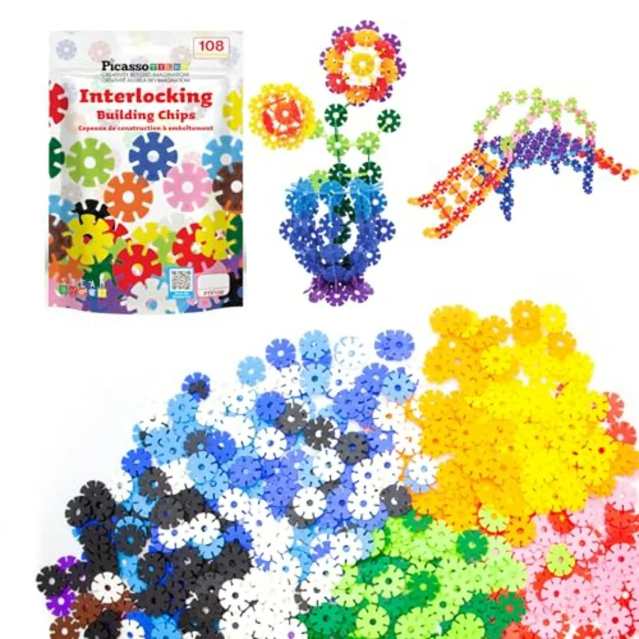Building Chips Interlocking Disc Construction Blocks in 12 Colors STEM Learning Early Education Toy Engineering Playset Child B