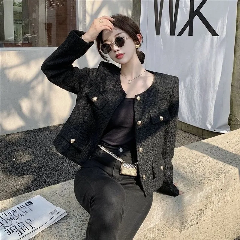 

High-end Casual Coat Short Women's Fashion Jacket Spring Autumn 2025 New French Celebrity Temperament Tops Fashion High Street