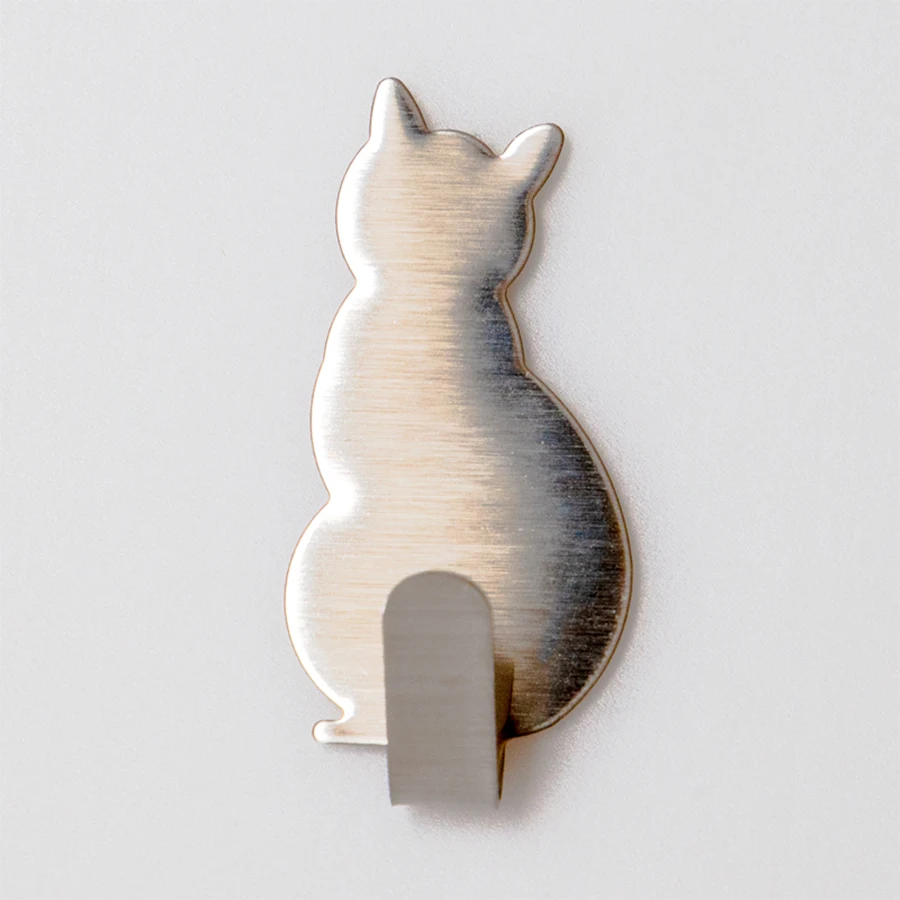 2 Stuks Zelfklevende Metalen Haken Kat Patroon Opberghouder Voor Badkamer Keuken Hanger Opknoping Deur Haken Kleding Handdoek Rekken