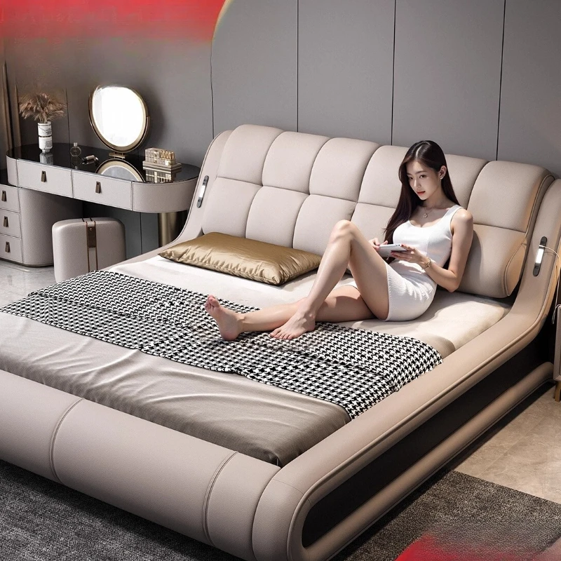 

Multifunctional Design Massage Bed Massage Headboards Luxury Double Bedroom Massage Bed Leather Sleeping Cama Home Furniture