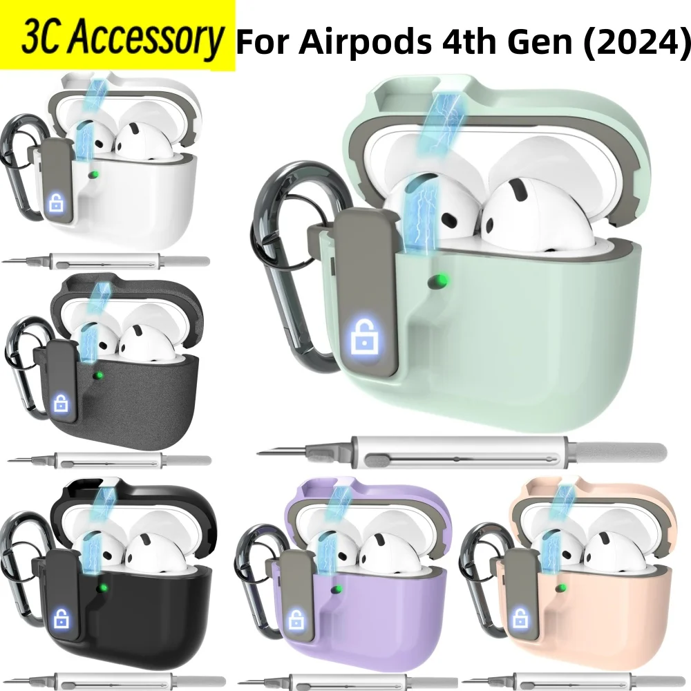 For Airpods 4 th Gen Type-C (2024) Capa MagSafe Magnetic lid lock Design Anti fall protective Cases For Airpods 4 th Cover Funda