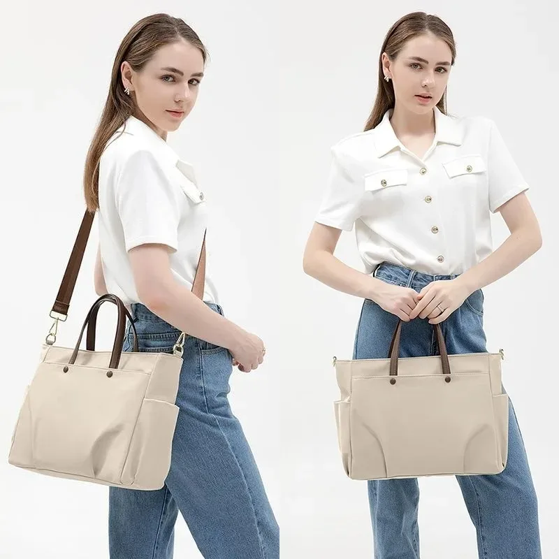 Women Oxford Cloth Laptop Carry Bag Multifunctional Single Handbag Large Space Notebook Sleeve For Office Travel