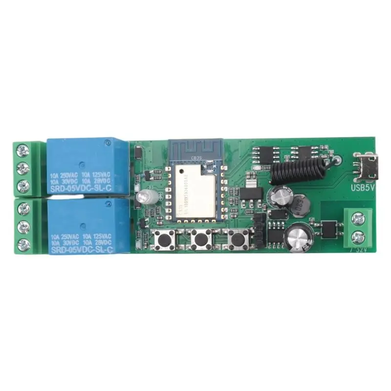 SQPP-Smart Tuya Smartlife Wifi Switch Relay 2CH 5V/7-32V For Inching Self-Locking Interlock For Alexa Google Home