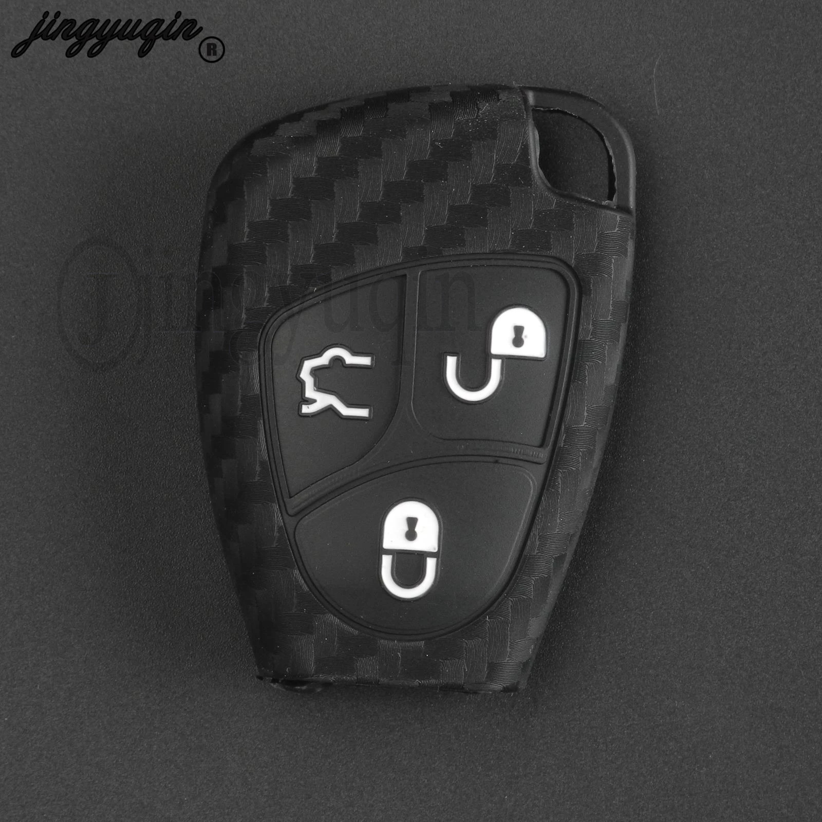 jingyuqin 3 Button Carbon Fiber Silicone Car Key Case Fob Cover For Mercedes Benz W203 W204 W211 B C E ML S CLK CL Remote Case