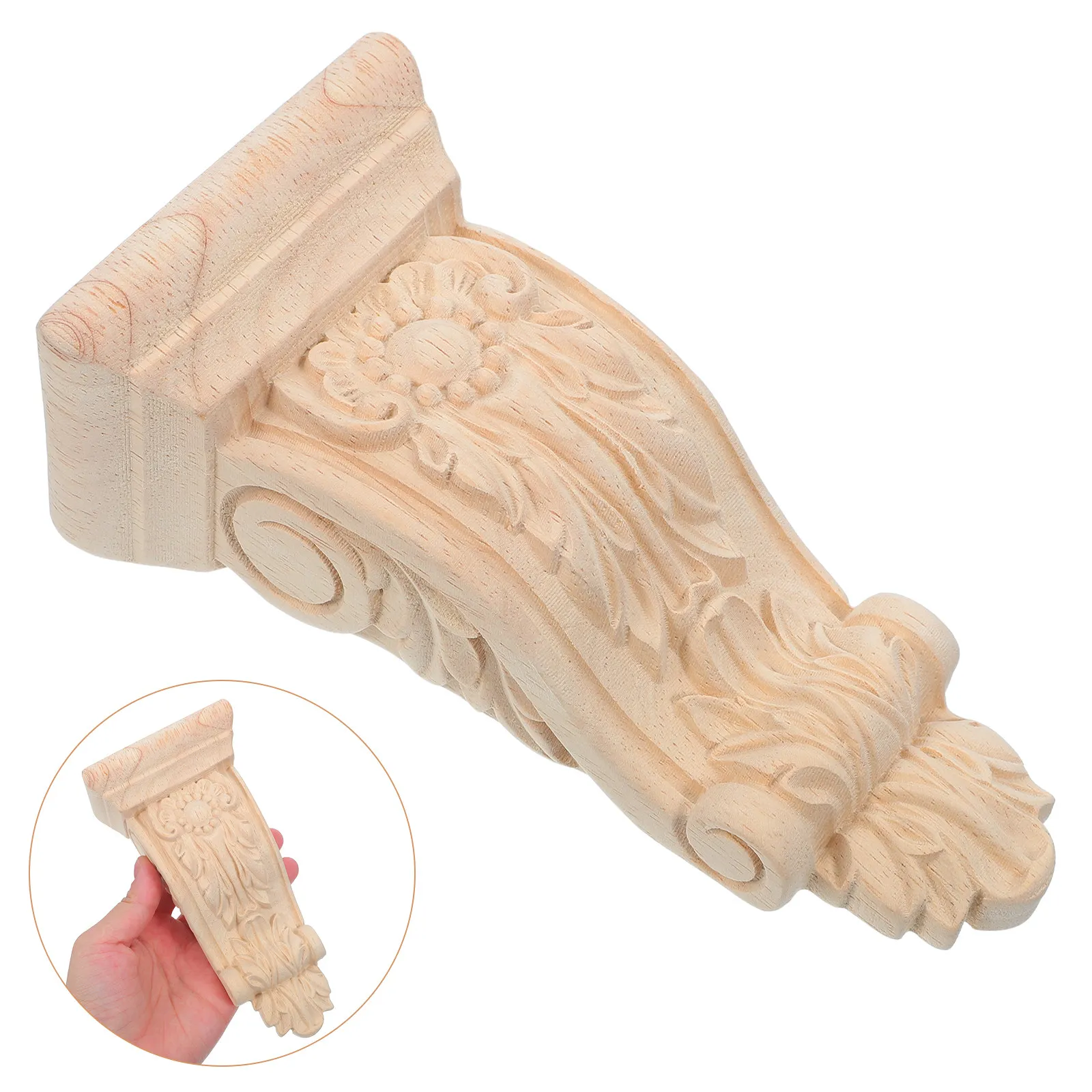 European Style Solid Wood Corbel 6.3x3.2 Carved Wood Applique Shelf Bracket for Kitchen Island Fireplace Mantel Doorway Decor