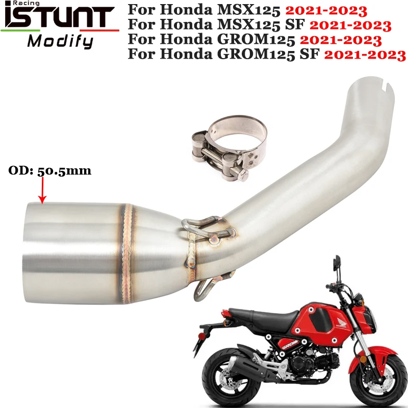 Slip On For Honda GROM125 MSX125 SF GROM 125 2021 2022 2023 Motorcycle Connection 51mm Exhaust Escape Systems Modified Link Pipe