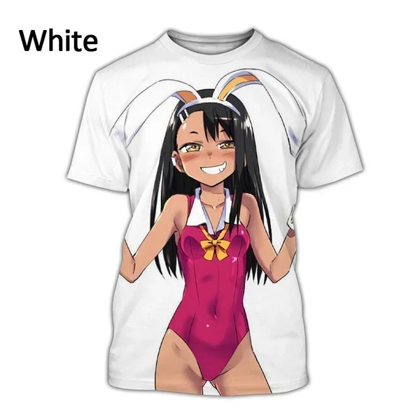 男性と女性のための半袖ラウンドネックTシャツ,3Dアニメプリントのファッショナブルな夏のTシャツ