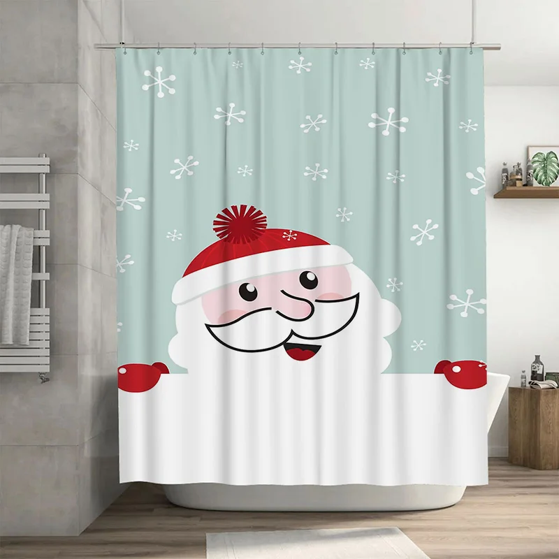 

Tuniu Очаровательный Санта-Клаус Занавеска для душа для ванной комнаты Праздничный праздничный декор Симпатичная водонепроницаемая подкладка