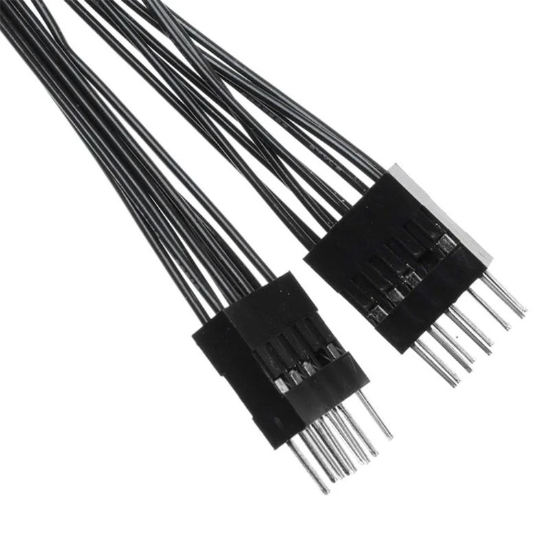 DIY Extension Cable for Motherboard High Definition 9 Pin Female to Male 1 to 2 Y Split Cable for PC 10cm Black